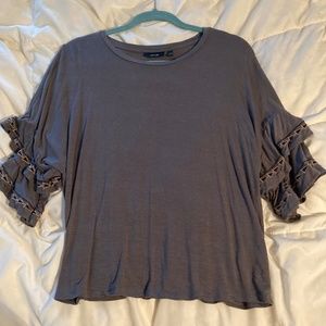 Gray Ruffle Sleeve top